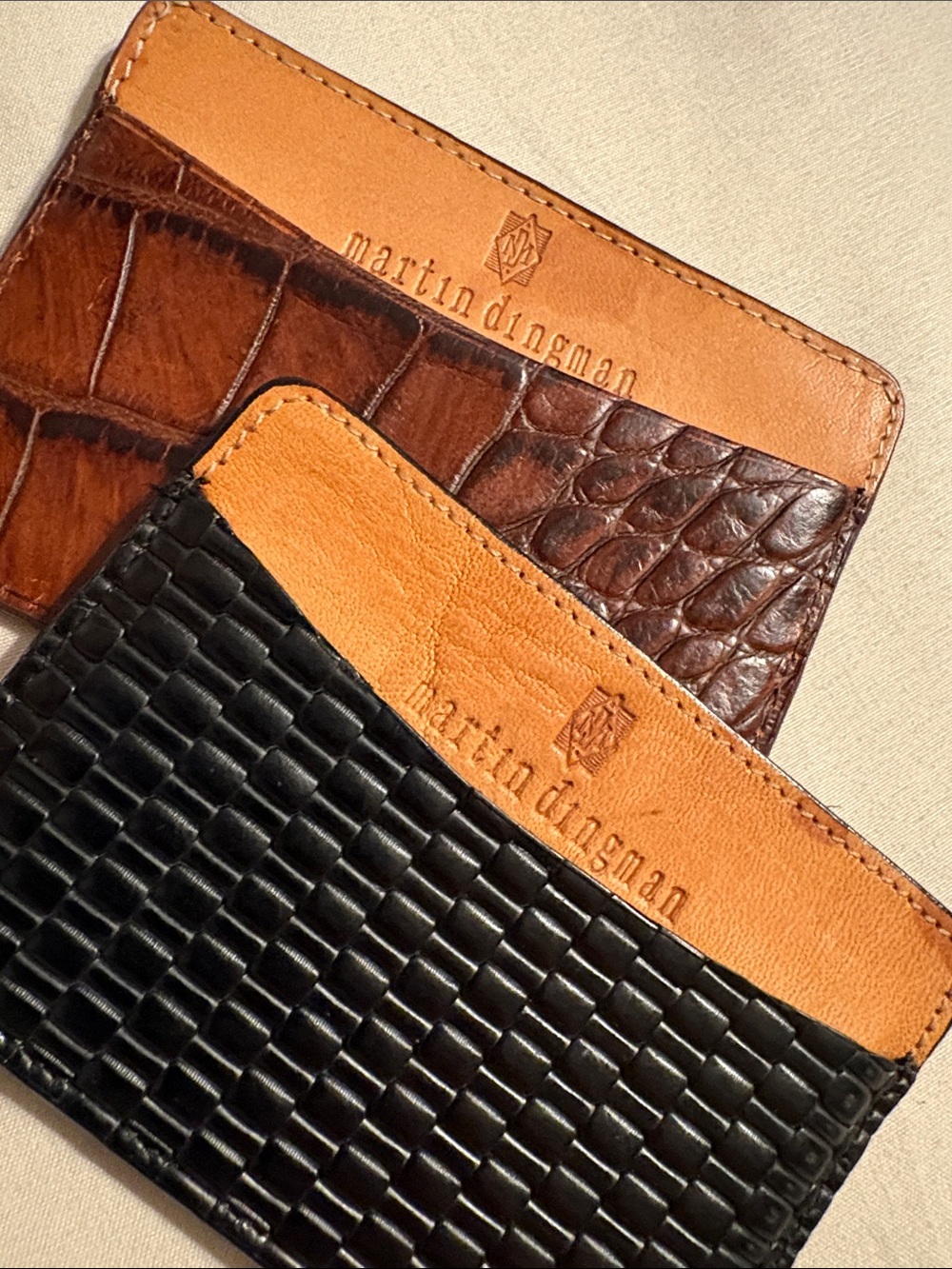 Martin Dingman alligator skin / black leather card holder lot
